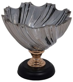 Διακοσμητικό Μπωλ Με Πόδι 373-223-931 24x23cm Black-Gold Glass