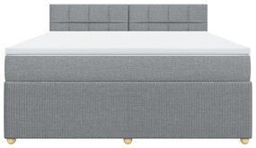 Κρεβάτι Boxspring με Στρώμα Ανοιχτό Γκρι 180x200 εκ. Υφασμάτινο - Γκρι