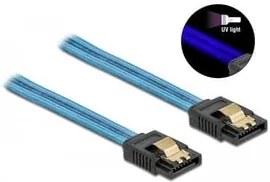 POWERTECH Καλώδιο SATA III 7pin CAB-W037, με UV επίστρωση, 0.7m, μπλε