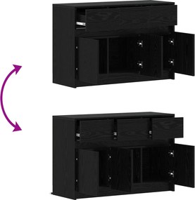 vidaXL Ντουλάπι TV 91 x 34 x 61 εκ. Μαύρη Δρυς Επεξεργασμένο Ξύλο