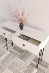 Stewehome Λευκή Κονσόλα Εισόδου με 2 Συρτάρια 110x32.5x88 cm