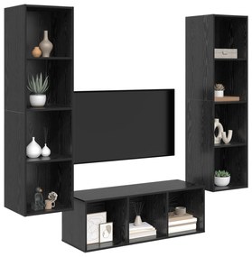 vidaXL Σετ Τηλεοπτικού Κάδου 3 pcs Μαύρη δρυς 37 x 37 x 142.5 εκ