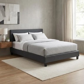 Κρεβάτι Flat Megapap υφασμάτινο χρώμα ανθρακί 140x190εκ.