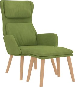 vidaXL Πολυθρόνα Relax Ανοιχτό Πράσινο Βελούδινη με Σκαμπό