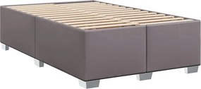 vidaXL Κρεβάτι Boxspring με Στρώμα Γκρι 120x200εκ. από Συνθετικό Δέρμα