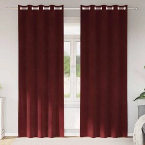 vidaXL Curtains Ένα οργανικό προϊόν με γαντζάκια 2 τμχ Μπορντό Βελούδο