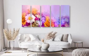 5 μέρη εικόνα ελαιογραφία με έντονα χρώματα λουλούδια