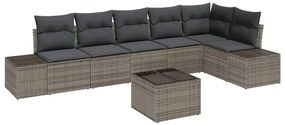 vidaXL Σετ Καναπέ Κήπου 7 pcs Ανοιχτό γκρι Πολυ rattan, βαμμένο ατσάλι