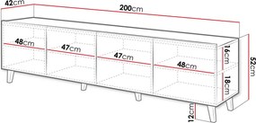 Έπιπλο τηλεόρασης Bari-Leuko - 200.00Χ42.00Χ52.00cm