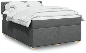 Κρεβάτι Boxspring με Στρώμα Σκούρο Γκρι 140x190 εκ. Υφασμάτινο - Γκρι