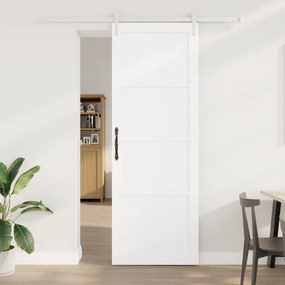 vidaXL Συρόμενη Πόρτα με Σετ Εξαρτημάτων Λευκή 83x232 εκ. Σταθερού Ξύλου Πεύκου