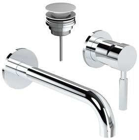 La Torre Tech Chrome Μπαταρία Νιπτήρος Εντοιχισμού 2 Οπών+Βαλβίδα clic-clac 12208-100 R0338-100