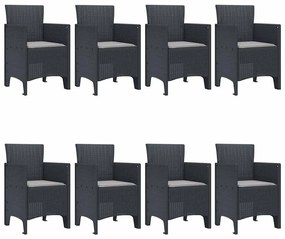 vidaXL Σέτ φαγητού για κήπο 9 pcs Ανθρακί Rattan Polt