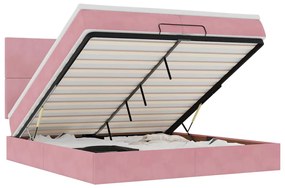 vidaXL Οθωμανικό κρεβάτι με στρώματα ροζ 200x200cm Velvet
