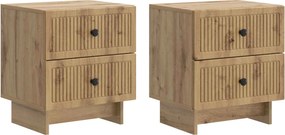 vidaXL Κομοδίνο 2 τεμ. Artisan Δρυς 43 x 34,5 x 47,5 εκ