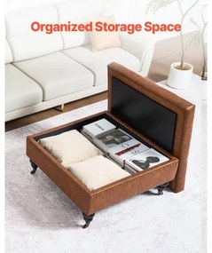 VEVOR 31 in Square Leather Ottoman with Storage Coffee Table for Living Room