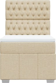 vidaXL Κρεβάτι Boxspring με Στρώμα Κρεμ 90x200 εκ.Υφασμάτινο