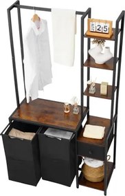 VEVOR 3-Tier Laundry Sorter with Rack Tall Laundry Hamper with Shelves 2 Section