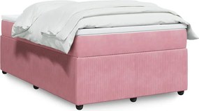 vidaXL Κρεβάτι Boxspring με Στρώμα Ροζ 120x190 εκ. Βελούδινο
