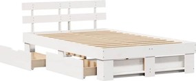 vidaXL Σκελετός Κρεβατιού Λευκό 120 x 200 cm Στερεά ξυλεία πεύκου