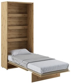 Κρεβάτι - ντουλάπα Concept Pro Lenart AH103, Μονόκλινο, Ανοιχτό καφέ, 90x200, Πλαστικοποιημένη μοριοσανίδα, Τάβλες για Κρεβάτι, 101x228x217cm