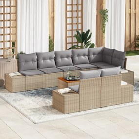 vidaXL Σετ Καναπέ Κήπου 9 pcs Beige, ανοιχτό γκρι 55 x 55 x 37 εκ
