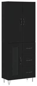 vidaXL Ντουλάπι Μαύρο 69,5x34x180 εκ. από Επεξεργασμένο Ξύλο