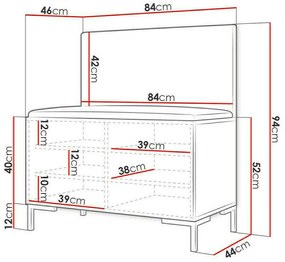 Παπουτσοθήκη Hartford F106, Μαύρο, Κόκκινο, 84x94x46cm, Πλαστικοποιημένη μοριοσανίδα, Ταπισερί | Epipla1.gr