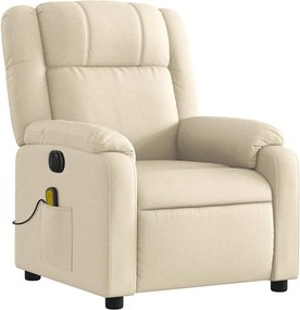 vidaXL Πολυθρόνα Μασάζ Ανακλινόμενη Ηλεκτρική Κρεμ Υφασμάτινη