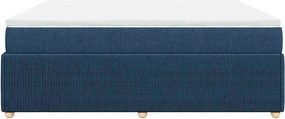 vidaXL Κρεβάτι Boxspring με Στρώμα Μπλε 180x200 εκ. Υφασμάτινο
