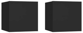 3079710 vidaXL Κομοδίνα 2 Τεμαχίων Μαύρα 30,5 x 30 x 30 εκ. από Μοριοσανίδα Μαύρο, 1 Τεμάχιο