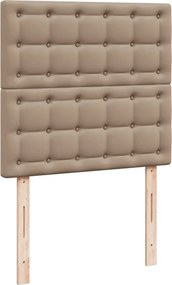 vidaXL Κρεβάτι Boxspring με Στρώμα Καπουτσίνο 90x200εκ.από Συνθ. Δέρμα