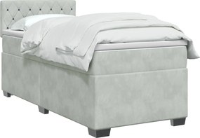 vidaXL Κρεβάτι Box Spring με Στρώμα και LED Ανοιχτό γκρι 90 x 190 cm