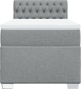 vidaXL Κρεβάτι Boxspring με Στρώμα Ανοιχτό Γκρι 90x190 εκ. Υφασμάτινο