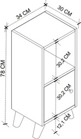 Κομοδίνο Vira Megapap χρώμα λευκό 34x30x78εκ.