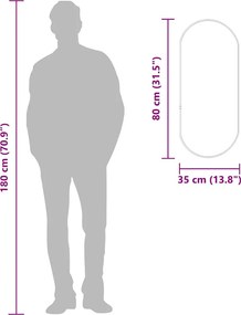 vidaXL Καθρέφτης Τοίχου Οβάλ Ασημί 80 x 35 εκ.