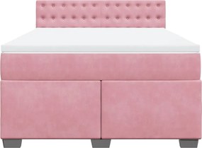 vidaXL Κρεβάτι Boxspring με Στρώμα Ροζ 160x200 εκ. Βελούδινο