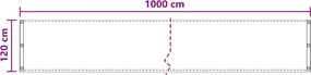 vidaXL Οθόνη Μπαλκονιού Άμμος 120 x 1000 cm HDPE και Αλουμίνιο
