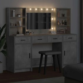 vidaXL Σετ Τραπεζιού Μακιγιάζ 3 pcs Σκυρόδεμα Γκρι 78.5 x 41 x 135 εκ
