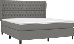 vidaXL Κρεβάτι Boxspring με Στρώμα Σκούρο Γκρι 180x200 εκ Υφασμάτιν