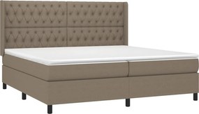 vidaXL Κρεβάτι Boxspring με Στρώμα Taupe 200x200 εκ. Υφασμάτινο