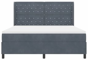 vidaXL Κρεβάτι με ελατήρια Σκούρο γκρι 180 x 200 cm Βελούδο