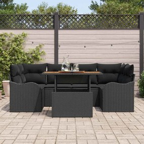 vidaXL Σετ Καναπέ Κήπου με μαξιλάρι 7 pcs Μαύρο 100 x 55 x 73 εκ