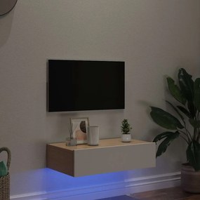 vidaXL Έπιπλο Τηλεόρασης με LED Λευκό 60 x 35 x 15,5 εκ.