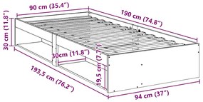 ΚΑΝΑΠΕΣ ΚΡΕΒΑΤΙ ΧΩΡΙΣ ΣΤΡΩΜΑ ΚΑΦΕ 90X190 ΕΚ. ΜΑΣΙΦ ΞΥΛΟ ΠΕΥΚΟΥ 859249