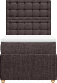 vidaXL Κρεβάτι Boxspring με Στρώμα Σκούρο Καφέ 100x200 εκ. Υφασμάτινο