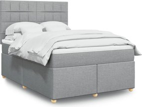 vidaXL Κρεβάτι Boxspring με Στρώμα Ανοιχτό Γκρι 140x200 εκ. Υφασμάτινο