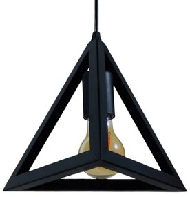 GloboStar® TRIANGLE 01063 Μοντέρνο Κρεμαστό Φωτιστικό Οροφής Μονόφωτο 1 x E27 Μαύρο Μεταλλικό Πλέγμα Φ25 x Y21cm