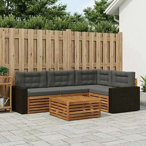 vidaXL Σειρά Καναπέ Εξωτερικού 5 pcs Φυσικό και Ανθρακί