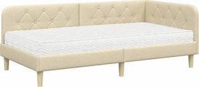 vidaXL Κρεβάτι Γωνίας Κρεμ 90 x 190 cm ύφασμα